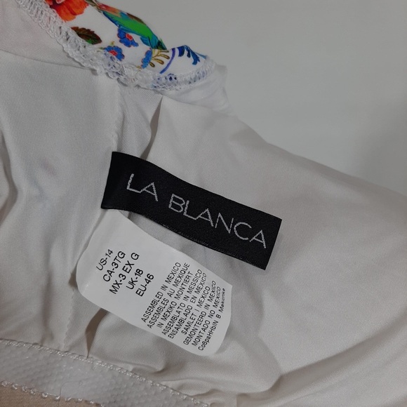 NWOT La Blanca floral shoulder swimming ruffle top 14 - Picture 9 of 10